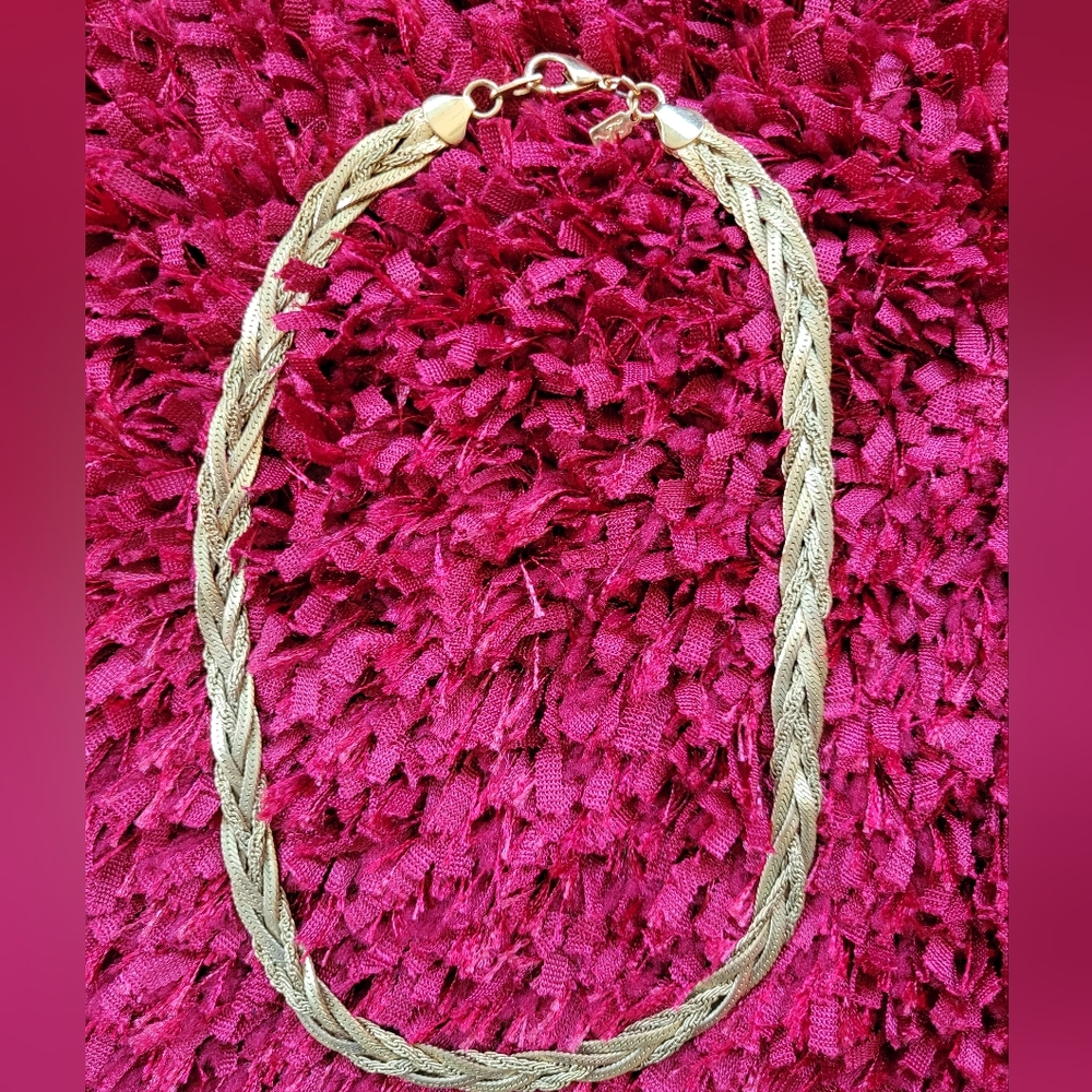 Vintage LR Goldtone 18" Braided Necklace